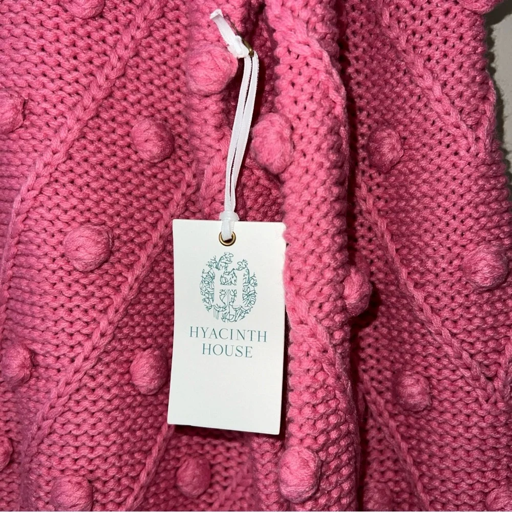 NEW Hyacinth House TUCKERNUCK Punchy Pink Pom Pom Lainey Sweater Women's Medium - Picture 4 of 10